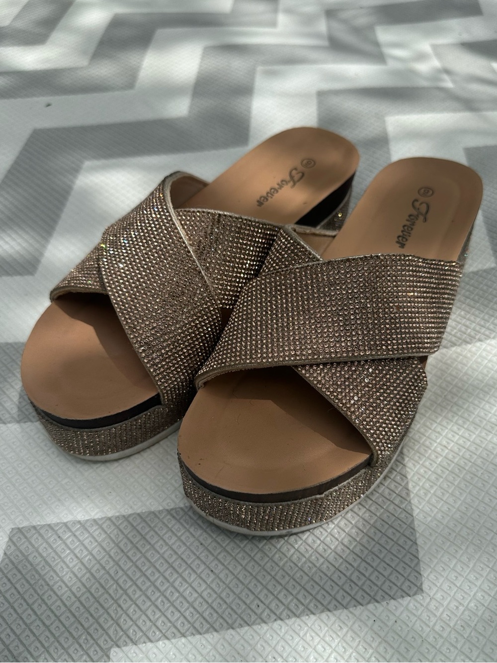 Champagne Rhinestone Sparkle Sandals